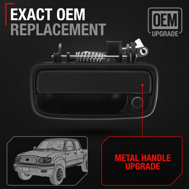 T1A Exterior Front Driver Door Handle Replacement, Upgraded Metal - Compatible with 1995-2004 Toyota Tacoma - Textured Black - OEM 69220-35020, 79344, 91319, TO1310117 - Image 2